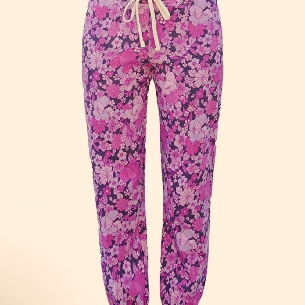 Sundry Floral Purple and Pink SweatPants Size small